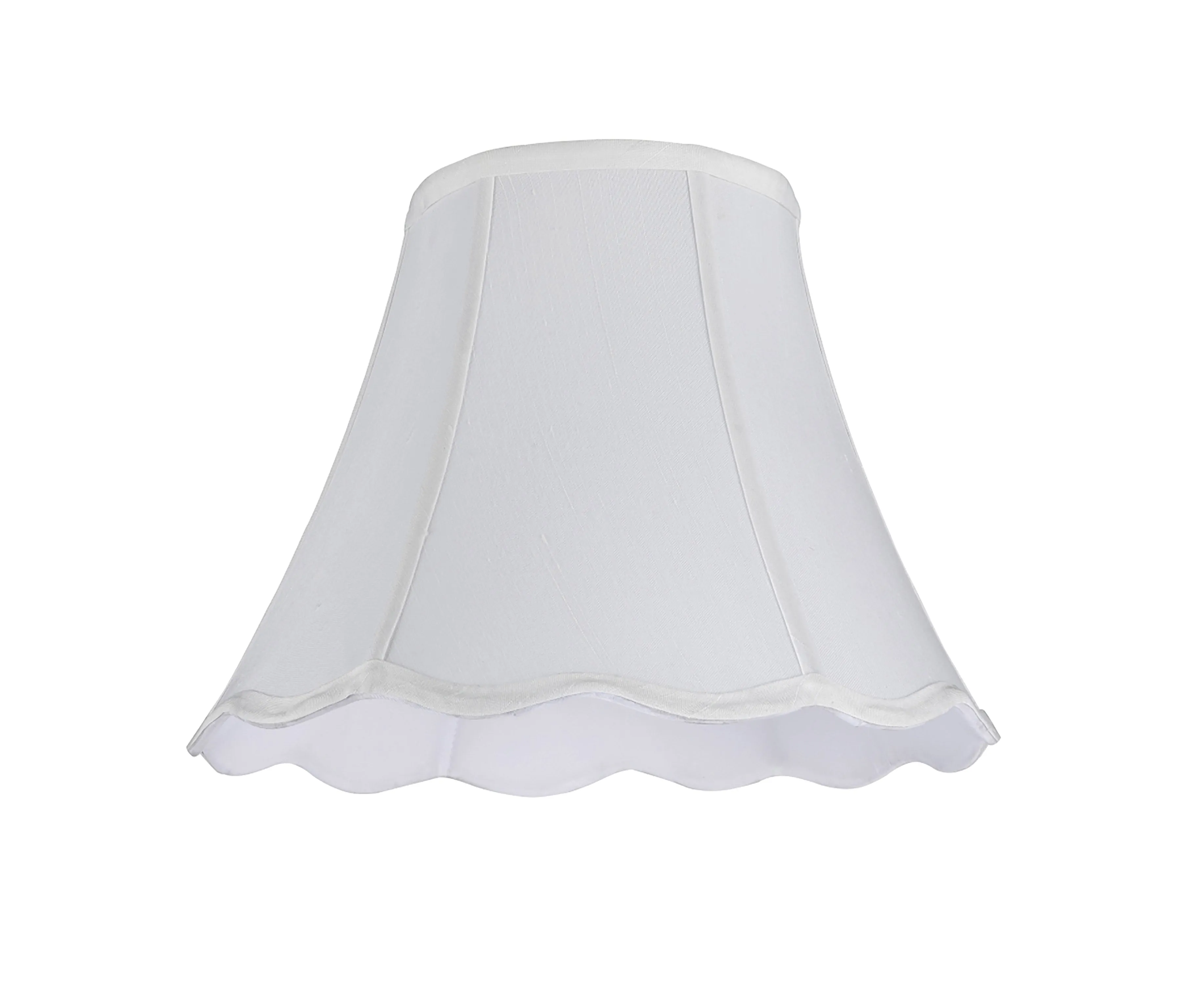 # 30037 Transitional Hexagon Scallop Bell Shape Spider Construction Lamp Shade in White Linen, 12" wide (6" x 12" x 9 1/2")