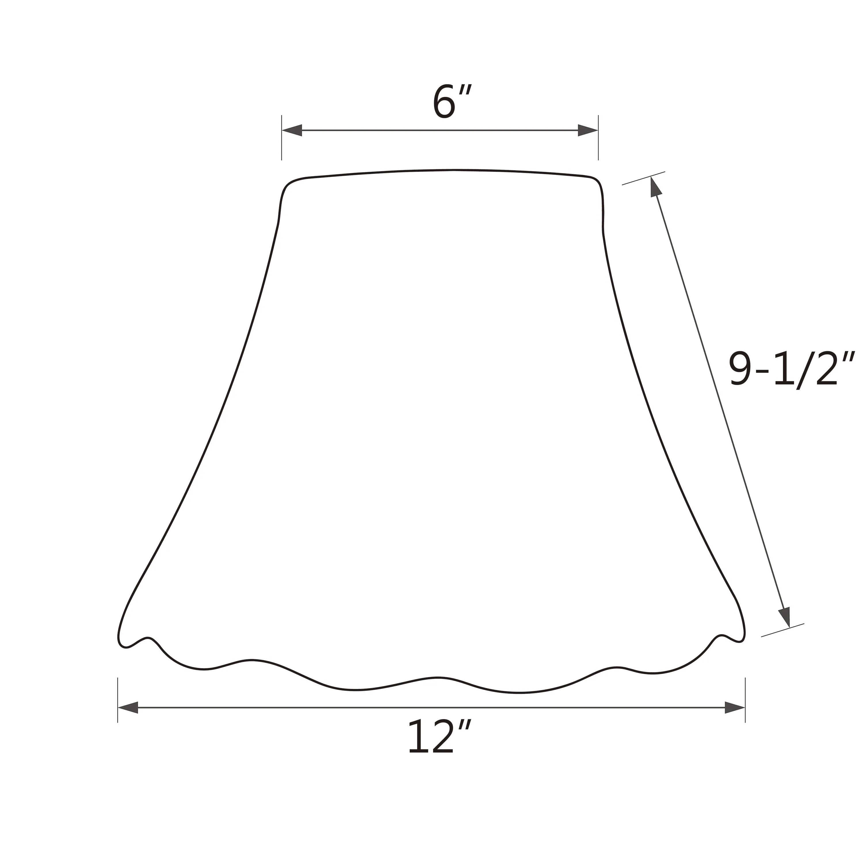 # 30037 Transitional Hexagon Scallop Bell Shape Spider Construction Lamp Shade in White Linen, 12" wide (6" x 12" x 9 1/2")