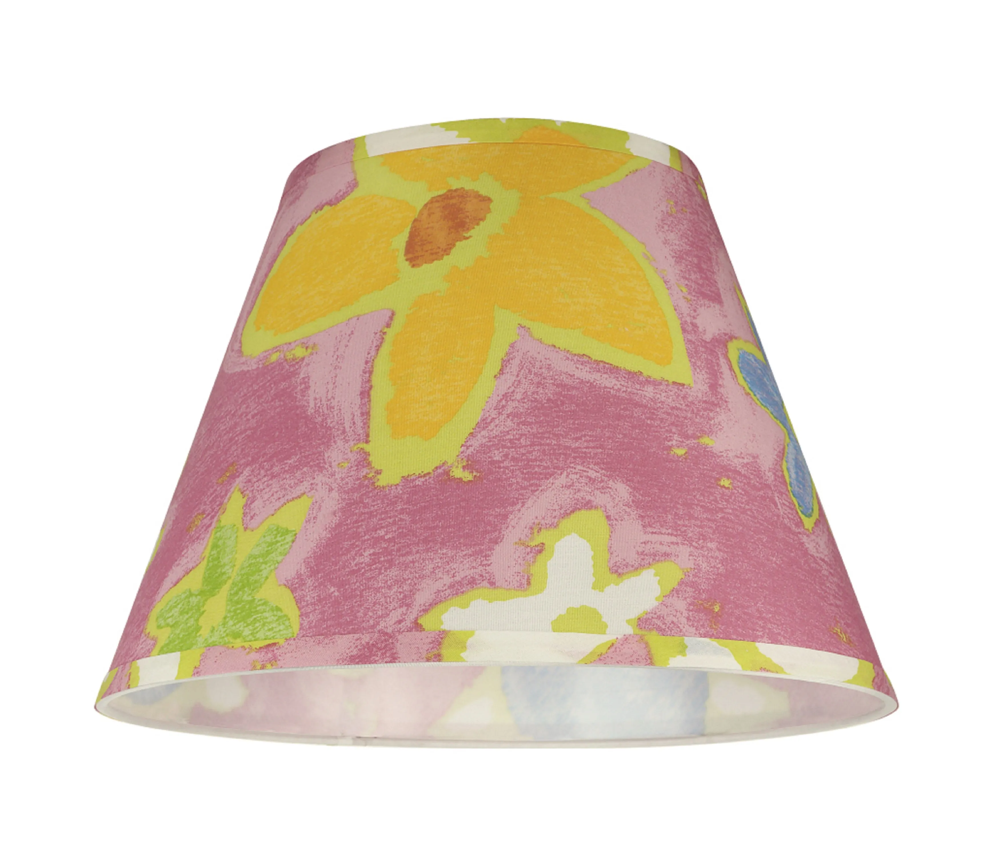 # 32187 Transitional Hardback Empire Shaped Spider Construction Lamp Shade in Pink with Flowers, 13" wide (7" x 13" x 9 1/2")
