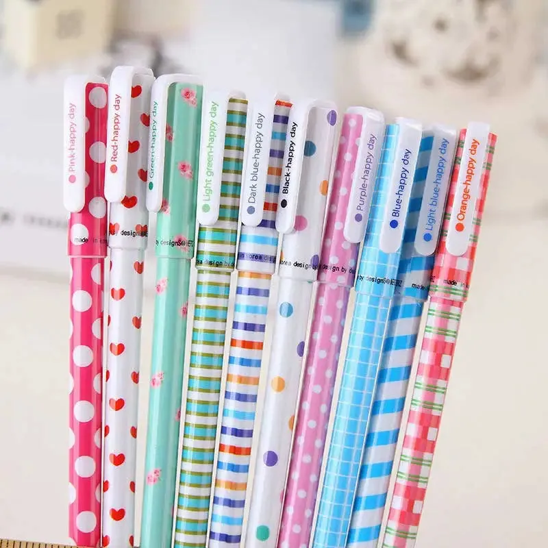 10 Piece Gel Pen Set Floral Animal Starry Designs 0.5mm Tip