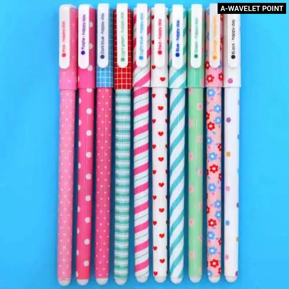10 Piece Gel Pen Set Floral Animal Starry Designs 0.5mm Tip