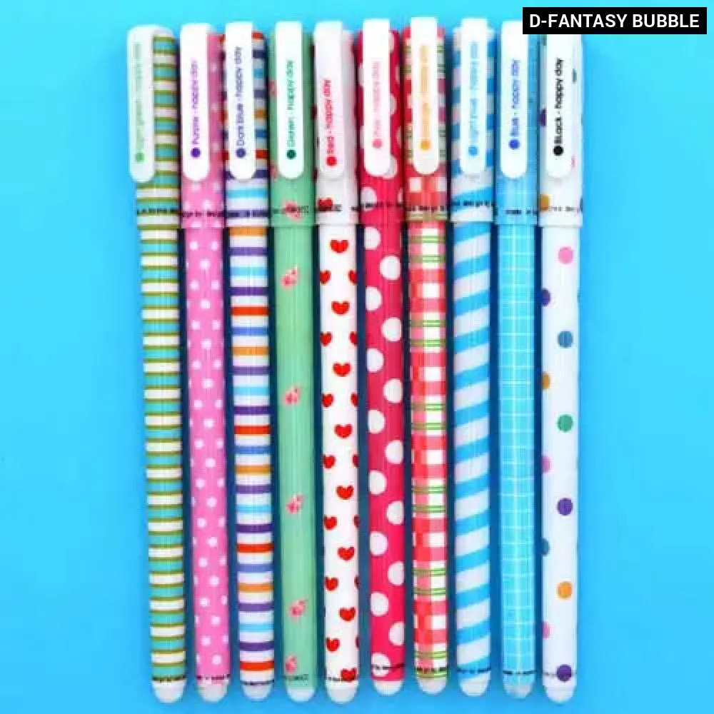 10 Piece Gel Pen Set Floral Animal Starry Designs 0.5mm Tip