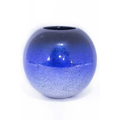 14" X 9.75" X 16" Blue And Silver Ceramic Piece Vase Set