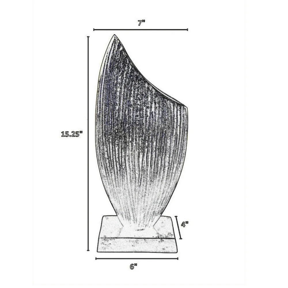 15 Inch Decorative Vase, Aluminum, Vertical Ribbing, Gold and Jet Black By Casagear Home
