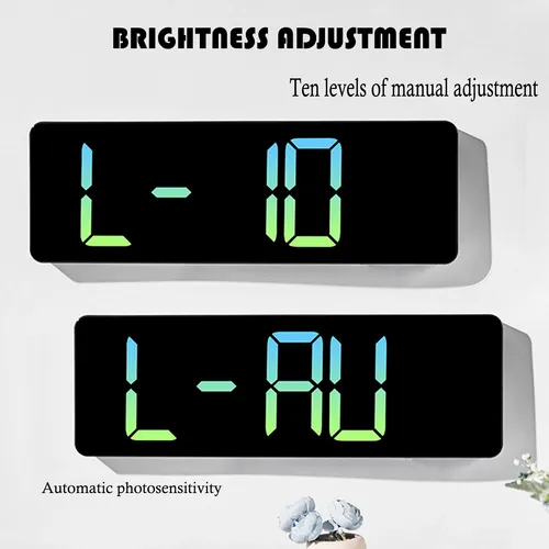 16" Green Gradient Color Large Digital LED Wall Clock | Temperature Calendar Display