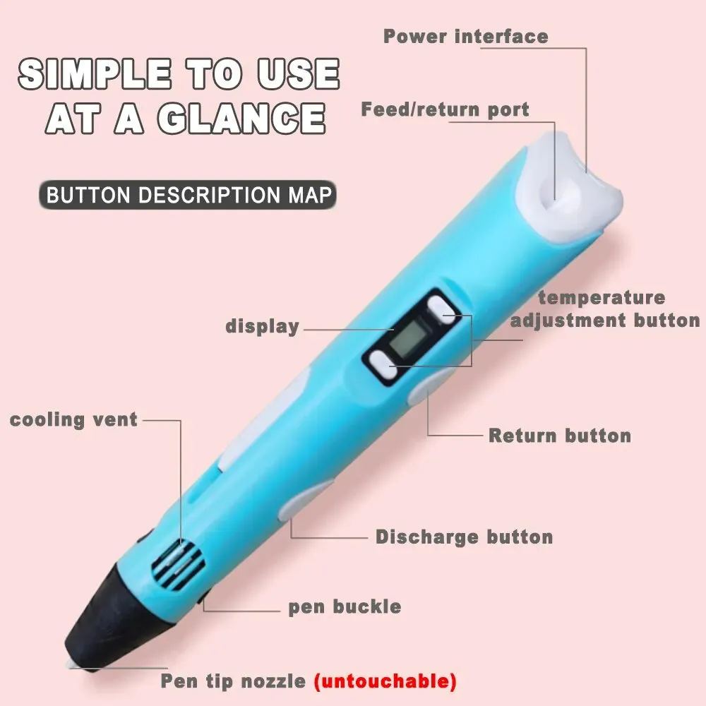 3d Printing Pen with 9m Pla Filament for Kids