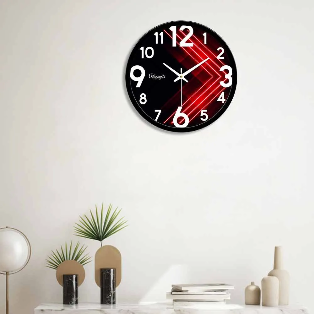 3D Red Line Art Designer Wall Clock