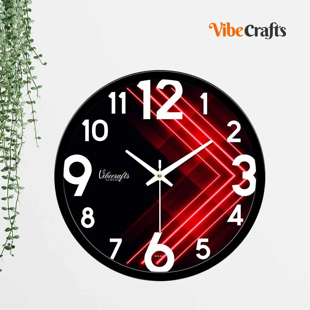 3D Red Line Art Designer Wall Clock