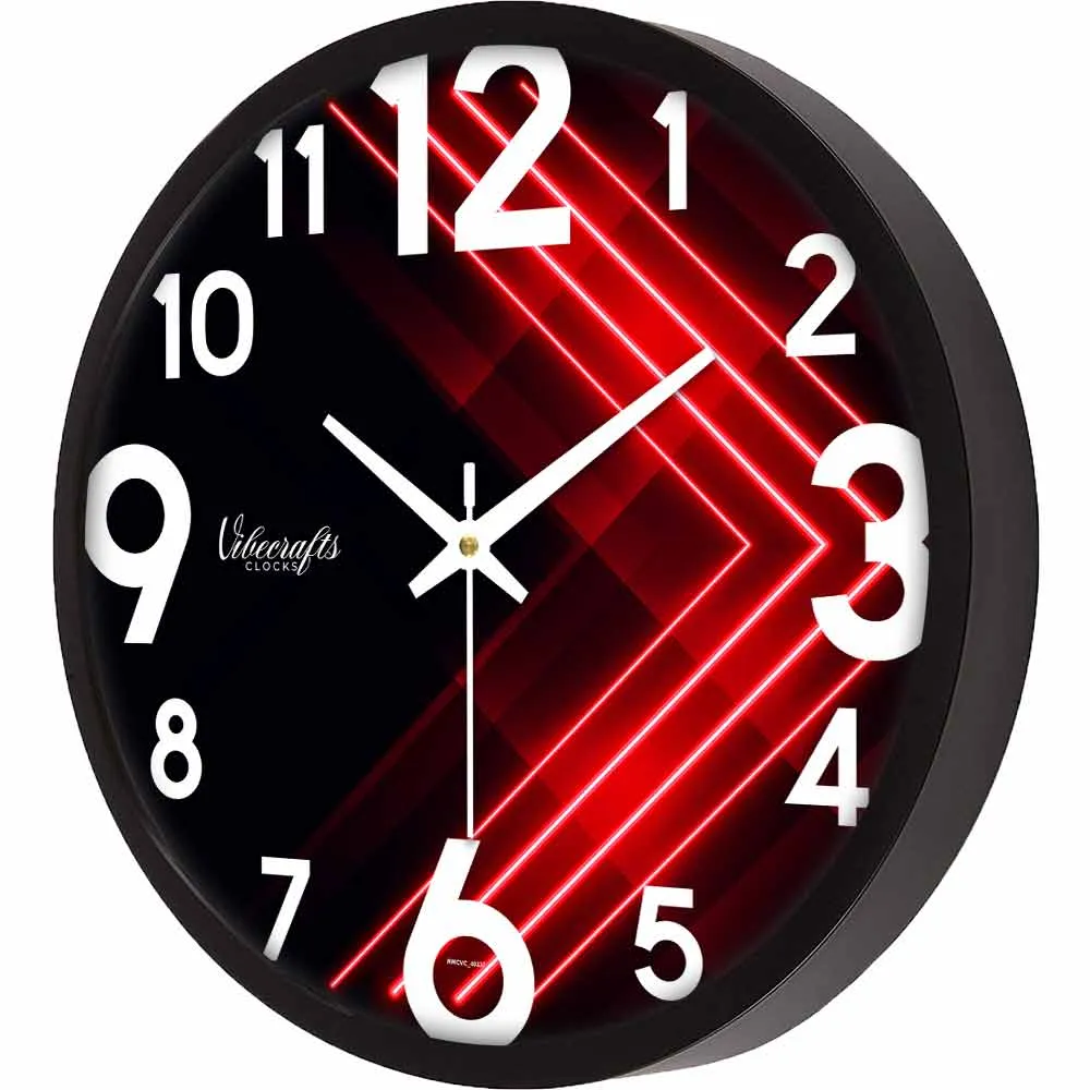 3D Red Line Art Designer Wall Clock