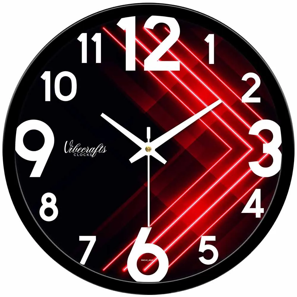 3D Red Line Art Designer Wall Clock