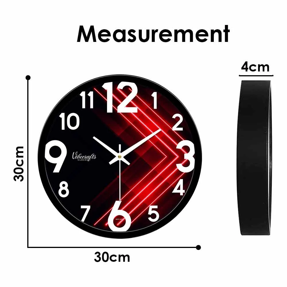 3D Red Line Art Designer Wall Clock
