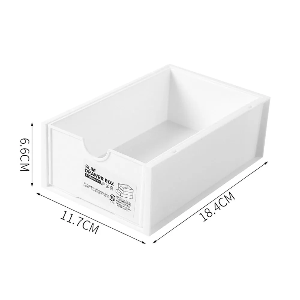 4-Pcs Set Stackable Desktop Storage Box | Drawer Transparent Plastic Stationery & Cosmetic Organizer Box (White)
