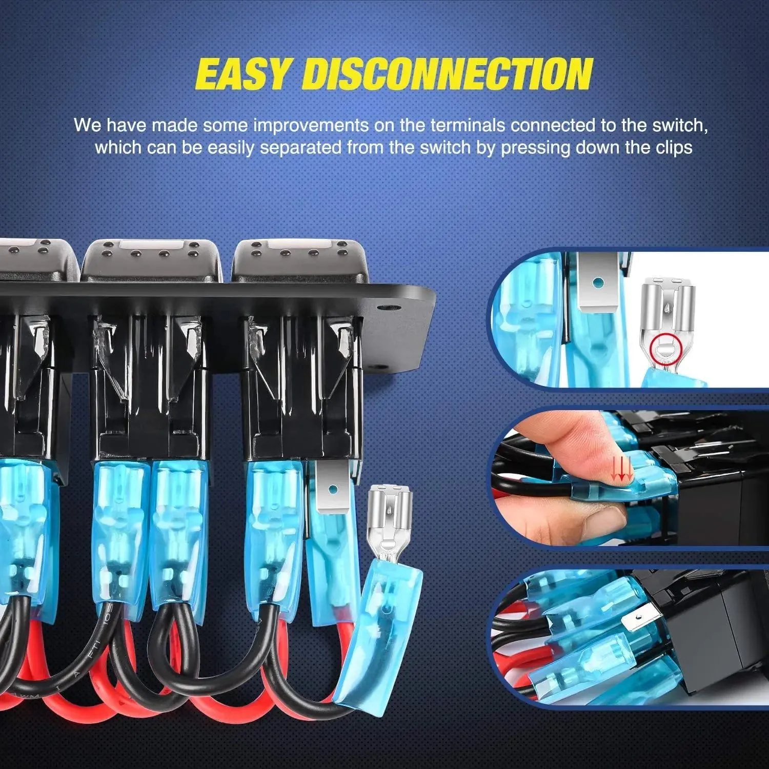 4Gang ON/Off Blue Rocker Switch Panel w/ Dual USB Cigarette Lighter Socket Voltmeter