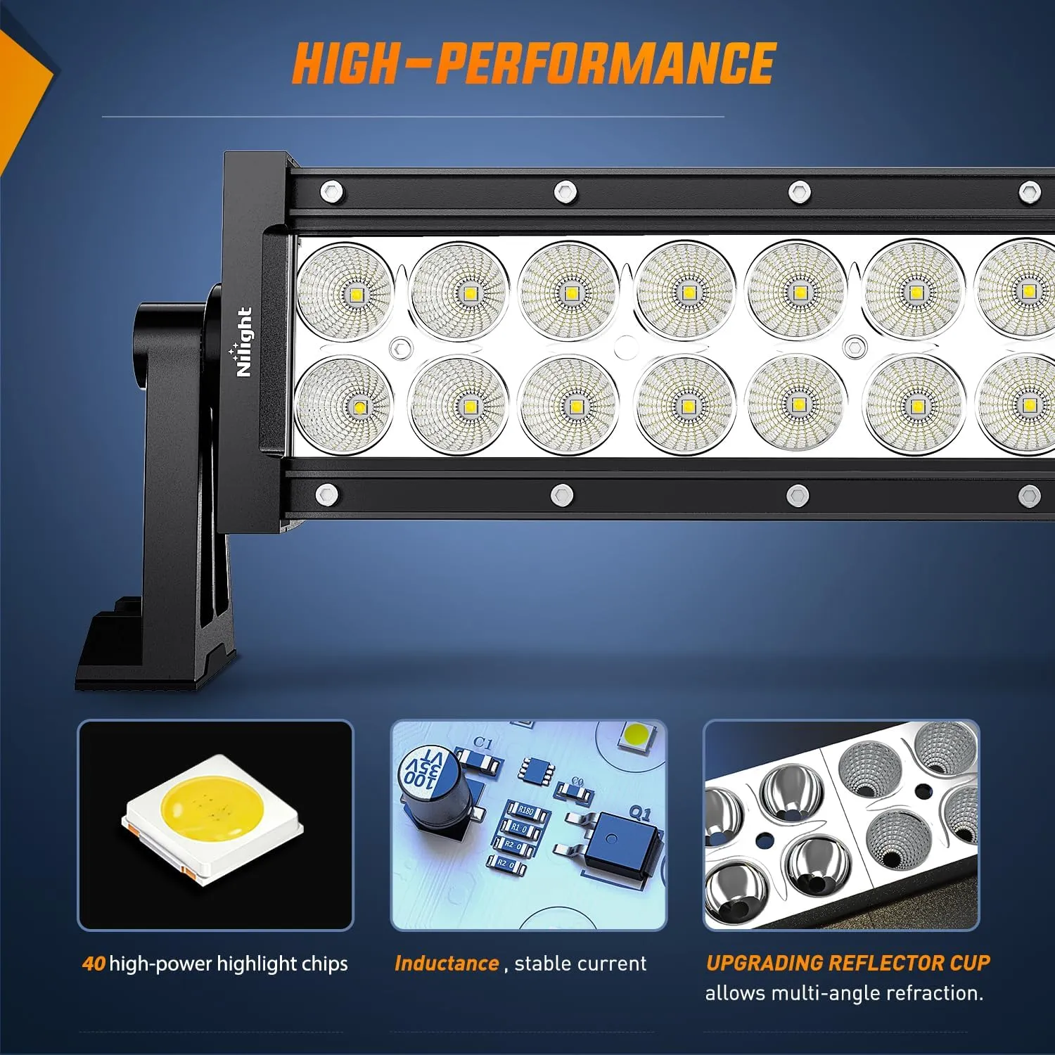 50 Inch 288W Double Row Curved Spot Flood Led Light Bar 12AWG Wiring Harness 5Pin Switch