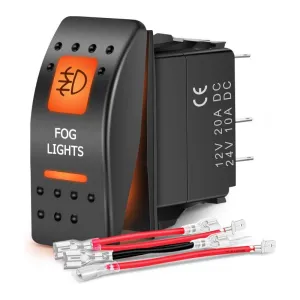 5Pin SPST On/Off UTV Fog Lights Rocker Switch Orange Backlit