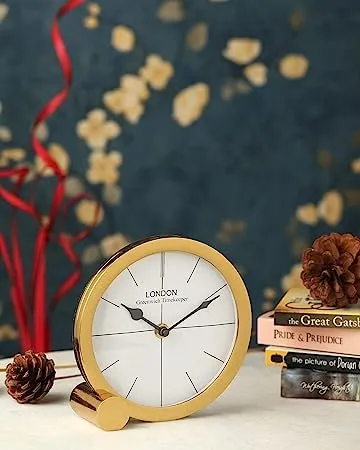 A R S Enterprises Brings Langston Table Clock for Home Decor Table Decor Office Desk Shelves Gifting(Gold)