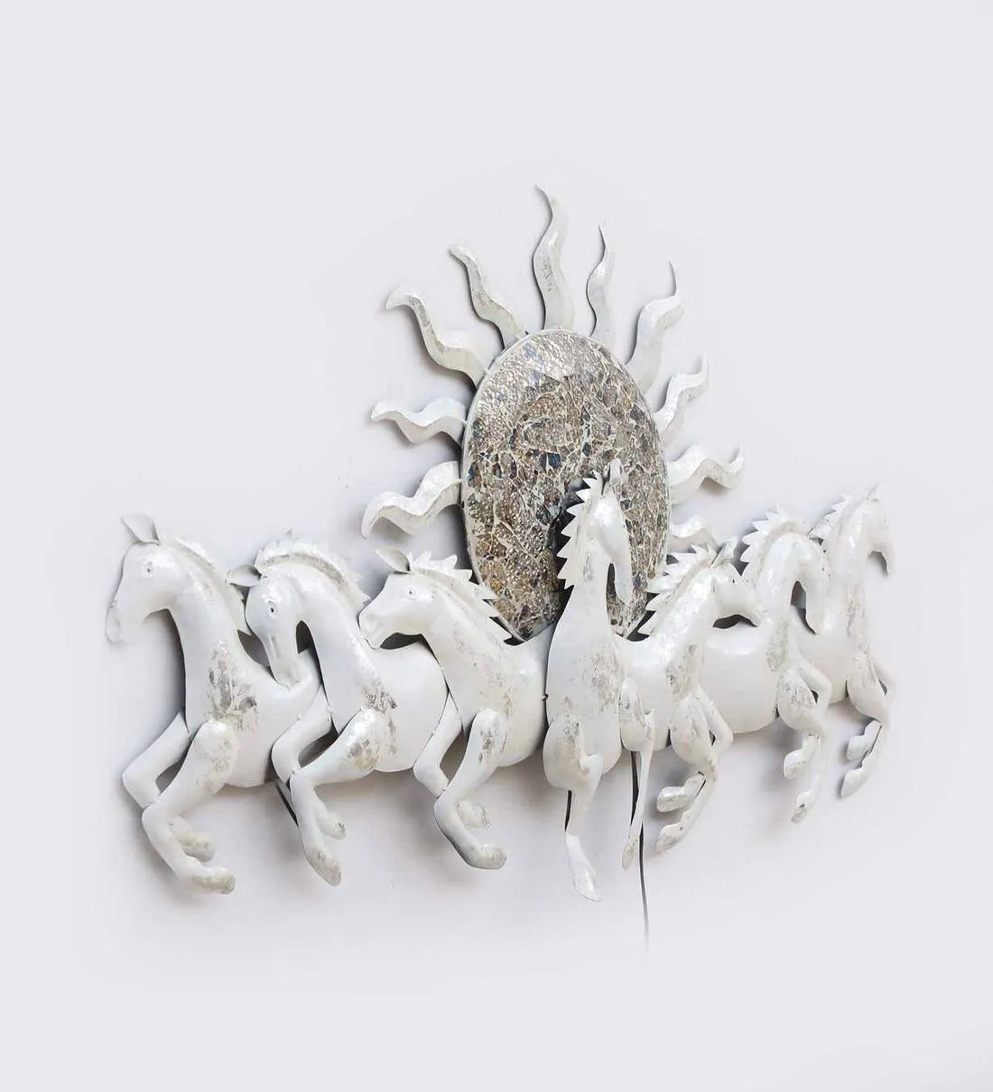 Adore Iron Small Seven Horse Metal Wall Art With Led