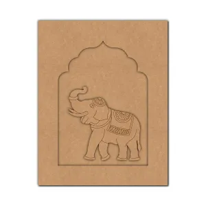 American Elm Pack of 2 Wooden Elephant Jharokha Pre-Marked MDF Craft Shapes 12 Inch Unfinished Wood Cutouts for DIY Painting | MDF Jharokha