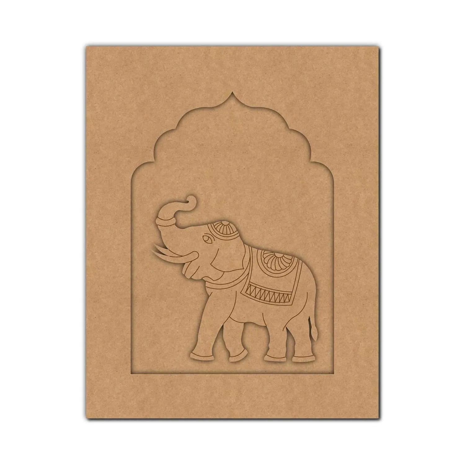 American Elm Pack of 2 Wooden Elephant Jharokha Pre-Marked MDF Craft Shapes 12 Inch Unfinished Wood Cutouts for DIY Painting | MDF Jharokha