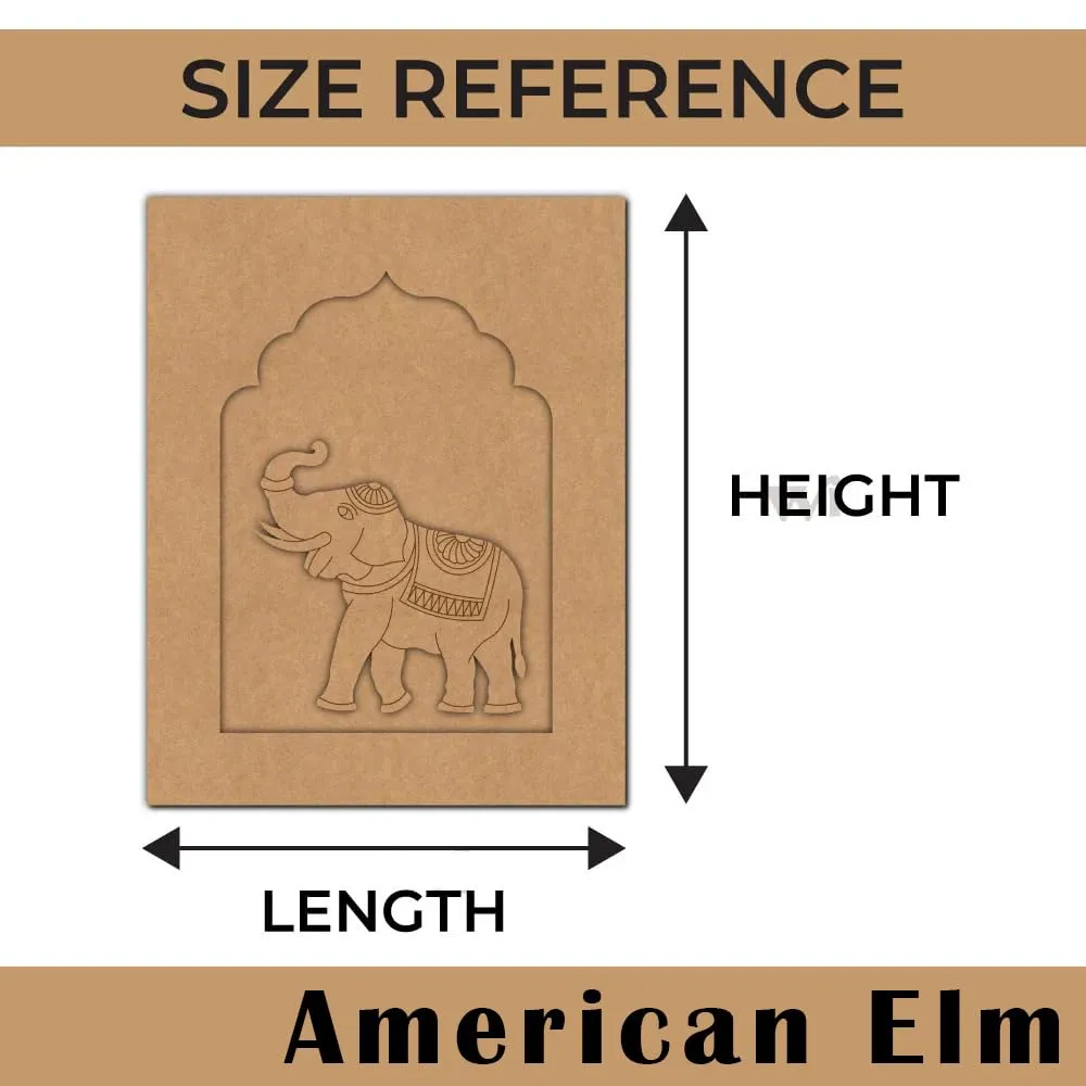 American Elm Pack of 2 Wooden Elephant Jharokha Pre-Marked MDF Craft Shapes 12 Inch Unfinished Wood Cutouts for DIY Painting | MDF Jharokha