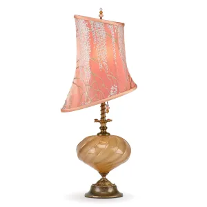 Andrea Table Lamp 154 M 145 by Kinzig Design, Colors Gold Hand Blown Glass, Mango Colored Shade
