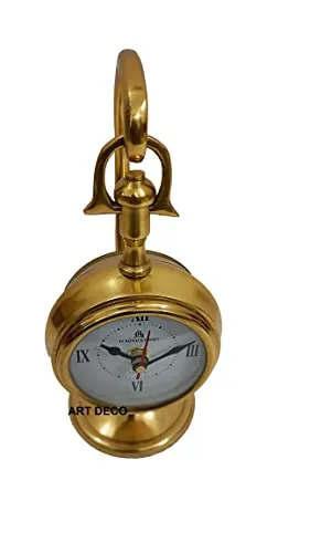 Art Deco Antique Brass Table Clock, Desk Clock Attractive Look Hanging Table top Clock Home & Office Decor Gift Item
