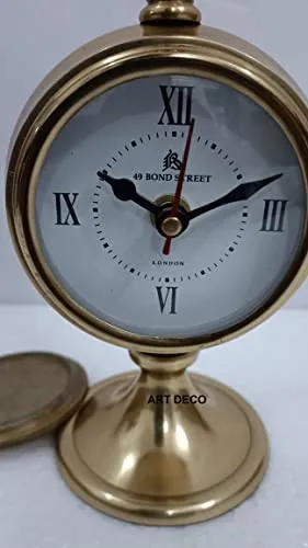 Art Deco Antique Brass Table Clock, Desk Clock Attractive Look Hanging Table top Clock Home & Office Decor Gift Item