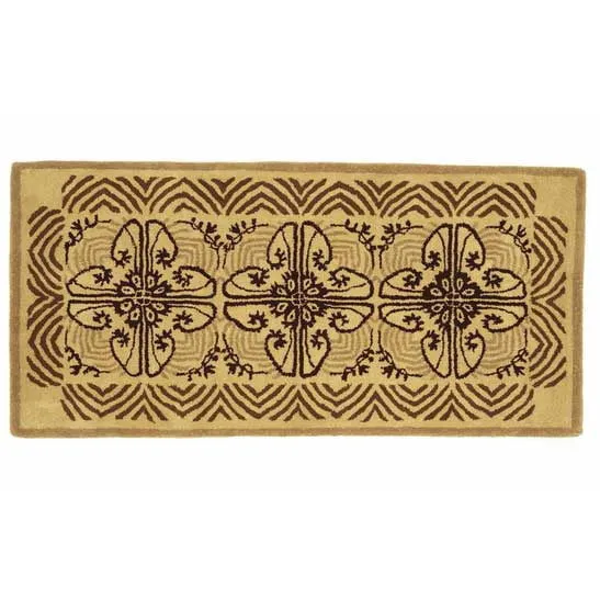 Art Deco Cocoa Rectangular Wool Fireplace Rug