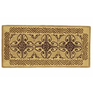Art Deco Cocoa Rectangular Wool Fireplace Rug