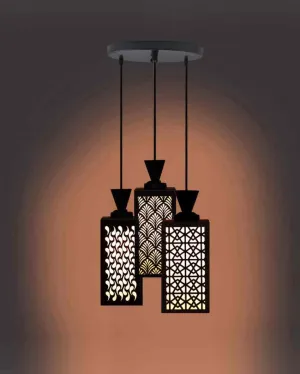 Artesanía Wooden 3 Lights Pendant Foyer Ceiling Lamp | 8 x 4 x 35 inches