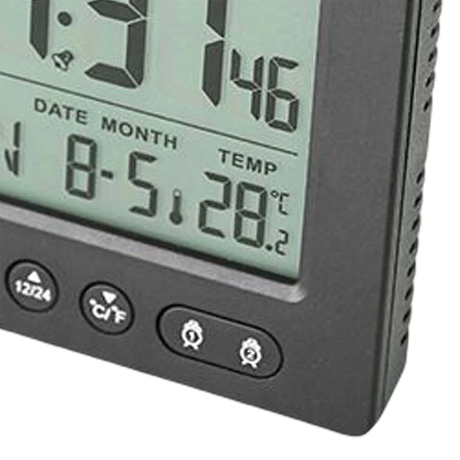 ATORSE® Digital Clock LCD Time Week Date Temperature Display for Living Room Home Black