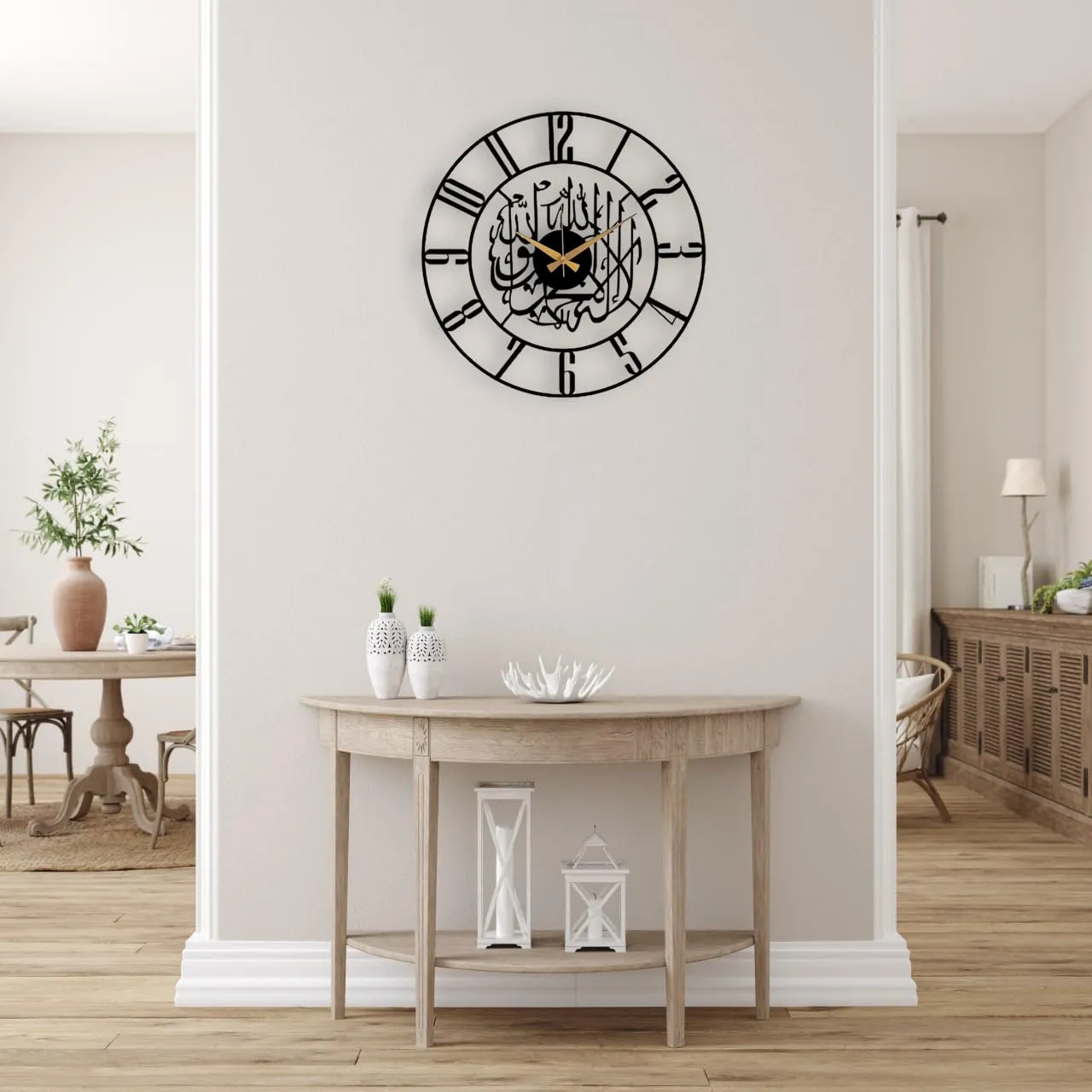 Auromin Kalima Shahada Metal Islamic Wall Clock for Living Room | Modern Islamic Wall Art Decor | Silent Large Arabic Wall Watch for Home Decor, Muslim Gifts. (40 cm)