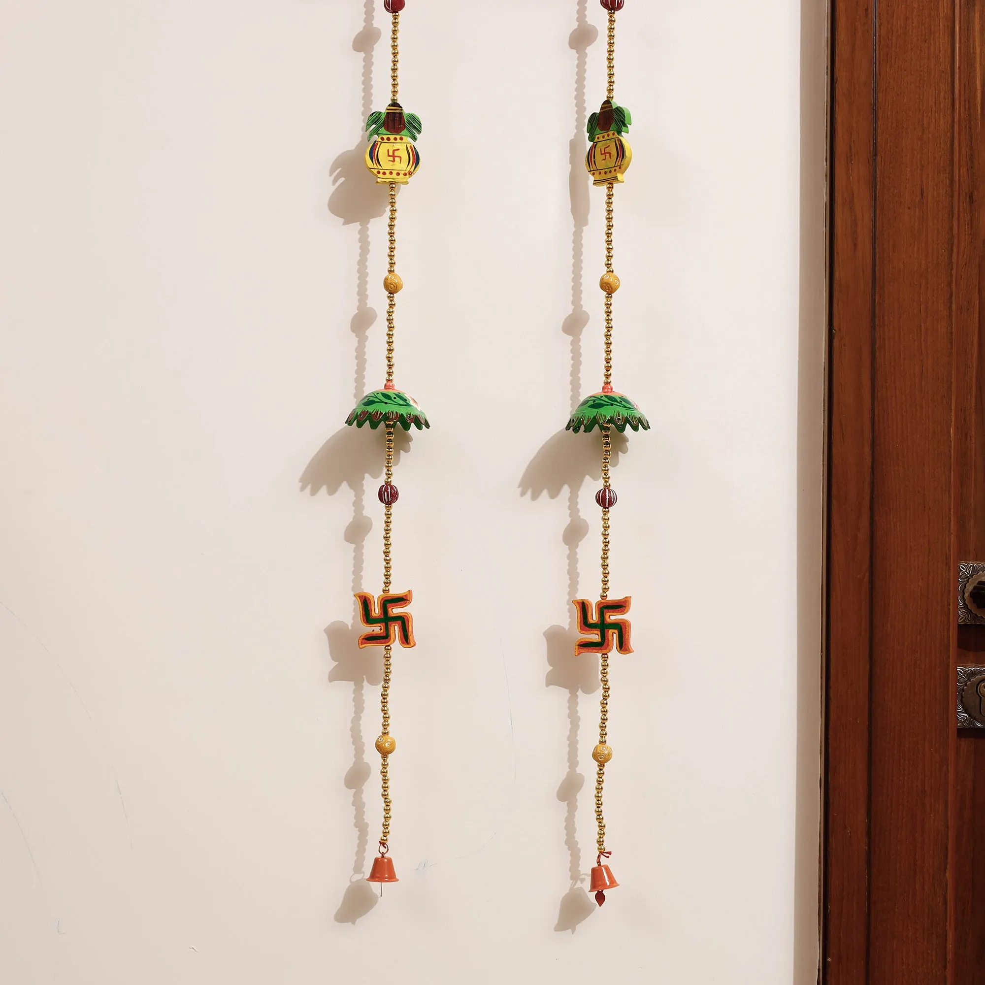 Banaras Handpainted Wooden & Beadwork Decorative Hangings (Set of 2)
