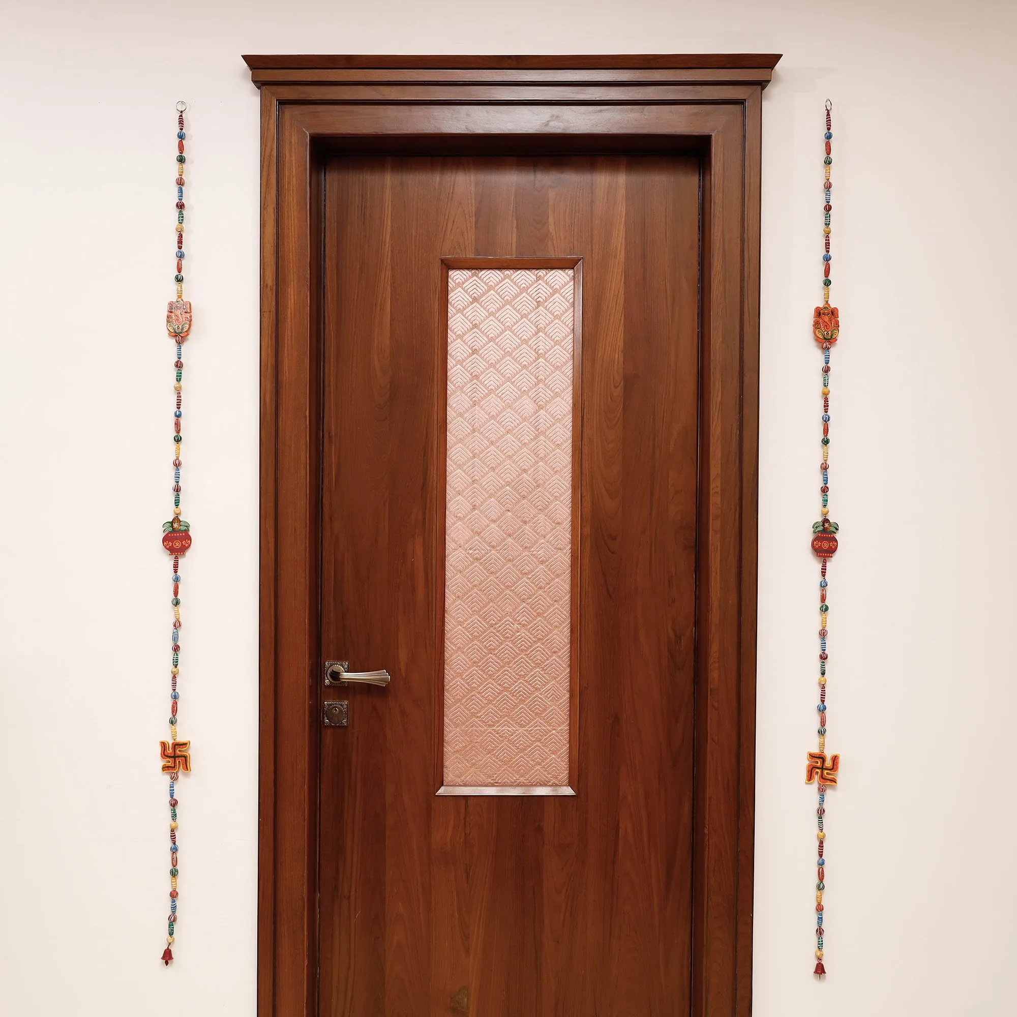 Banaras Handpainted Wooden & Terracotta Beads Decorative Hanging (Set of 2)