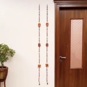 Banaras Handpainted Wooden & Terracotta Beads Decorative Hanging (Set of 2)