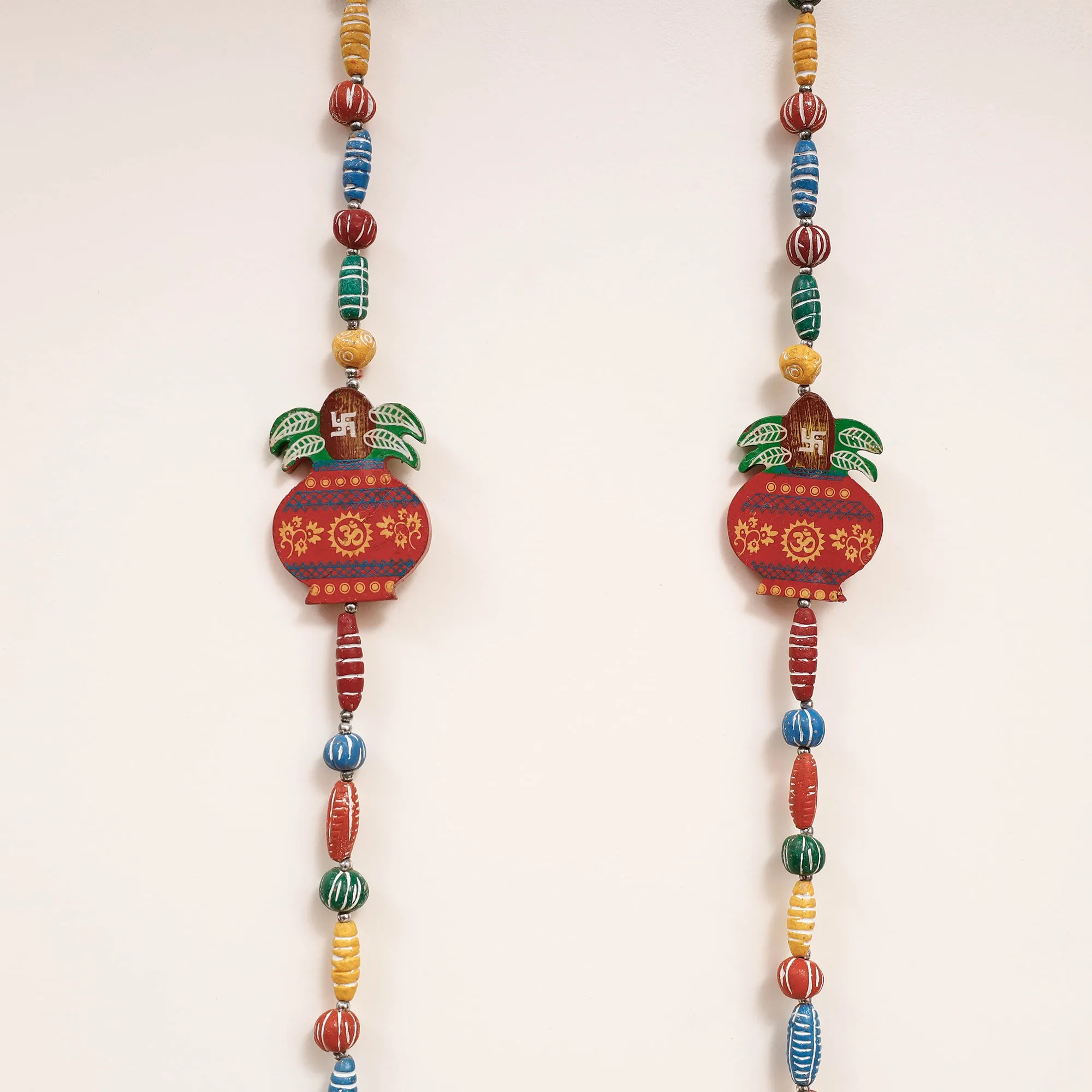 Banaras Handpainted Wooden & Terracotta Beads Decorative Hanging (Set of 2)