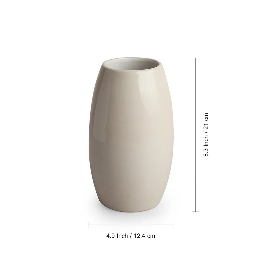 'Barrel Modern' Decorative Ceramic Vase (Handglazed Studio Pottery, 21.1 cm)