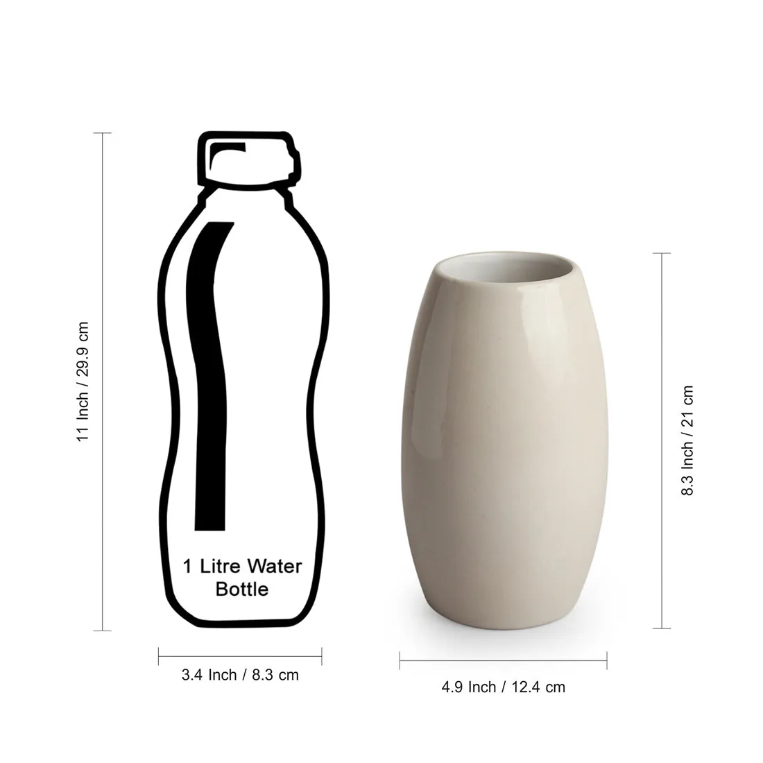 'Barrel Modern' Decorative Ceramic Vase (Handglazed Studio Pottery, 21.1 cm)