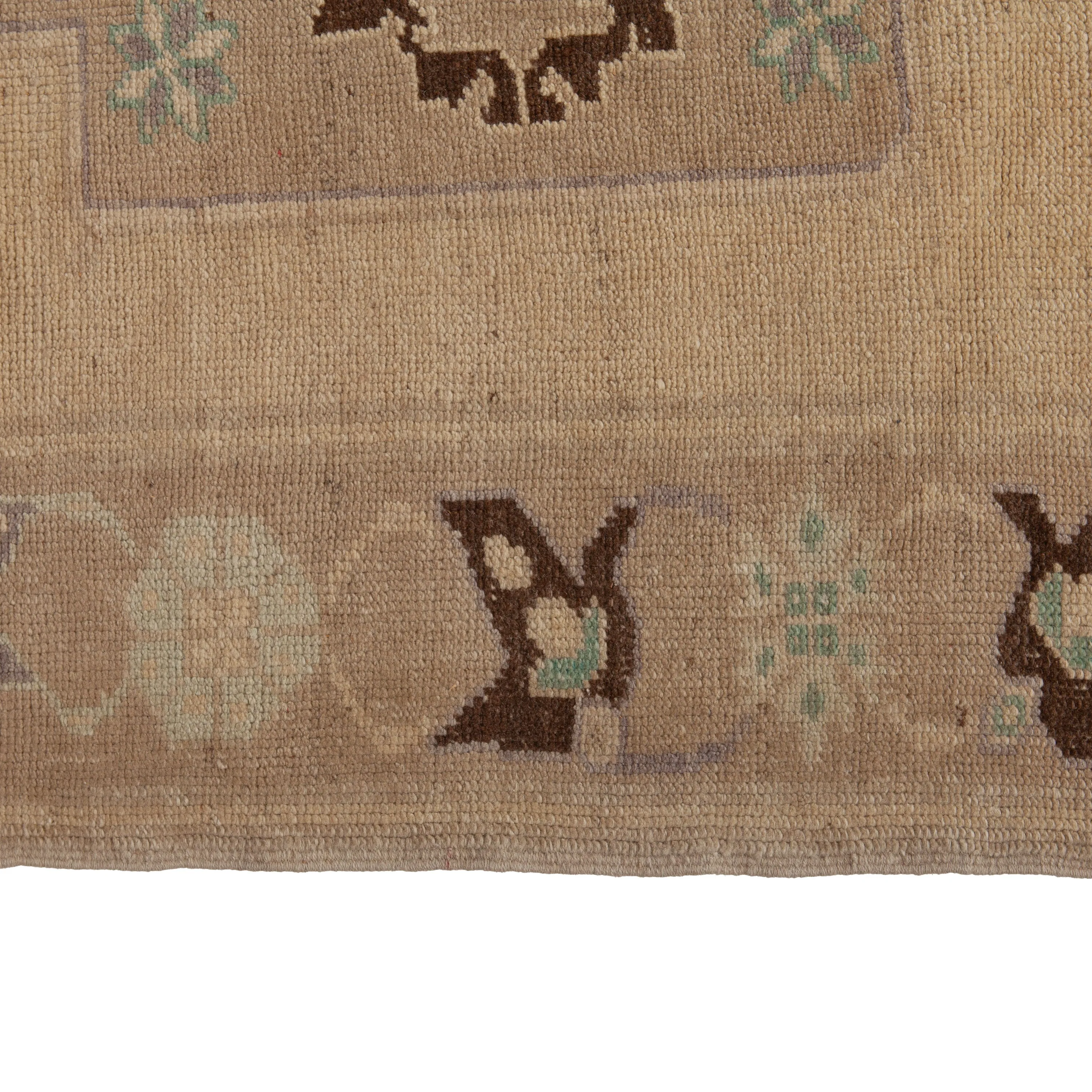 Beige Vintage Traditional Wool Rug - 5'2" x 12'