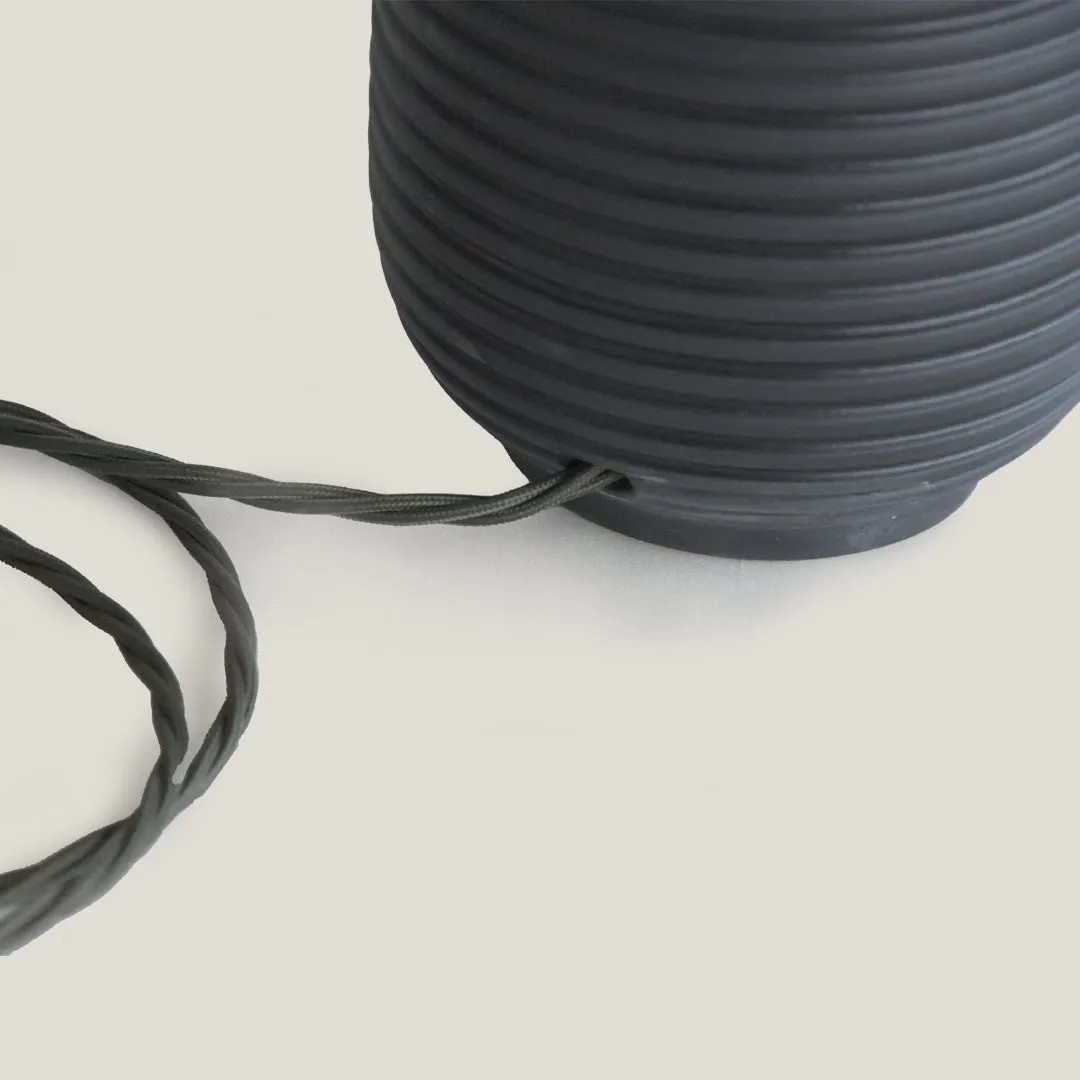 Black Ridged Small Table Lamp