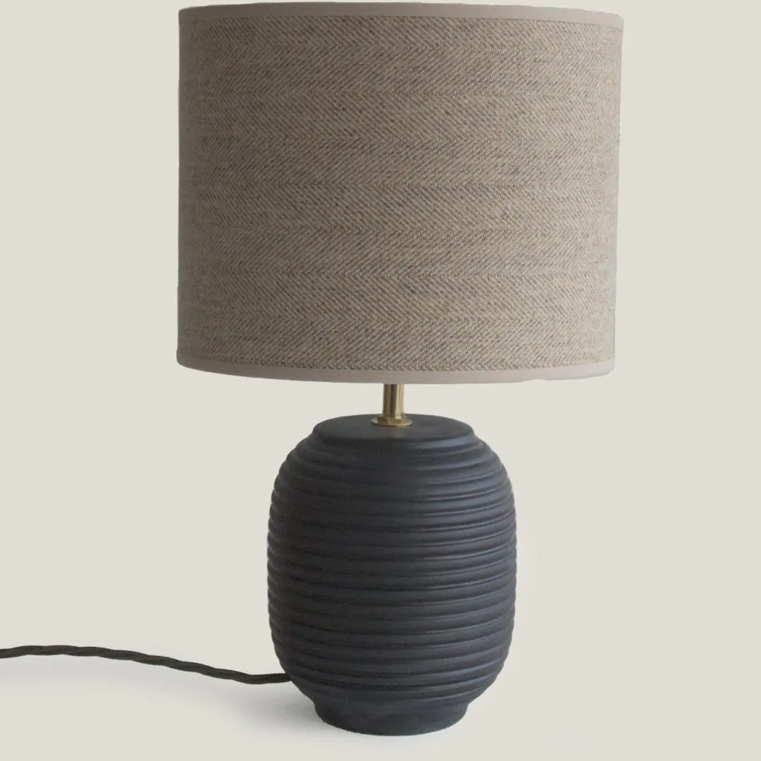 Black Ridged Small Table Lamp