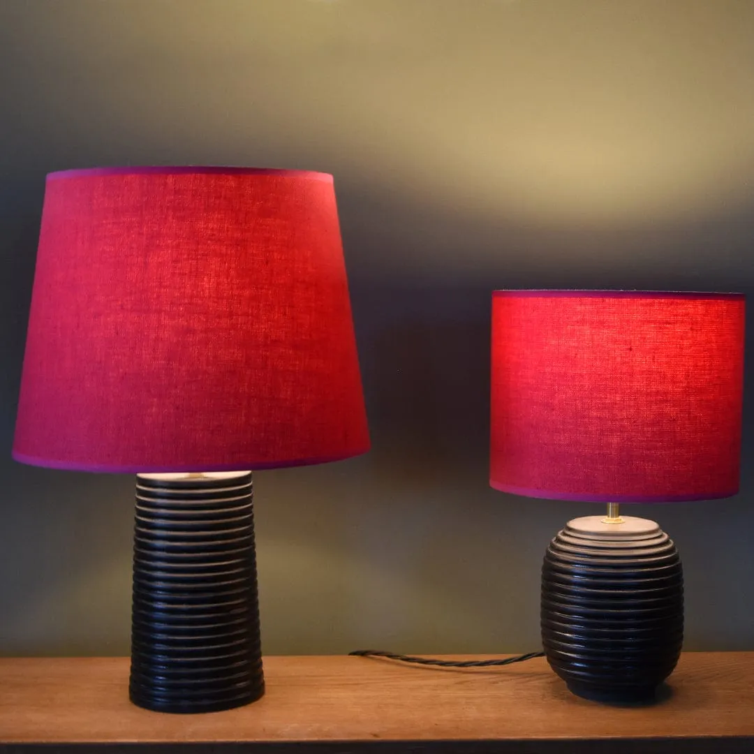 Black Ridged Small Table Lamp