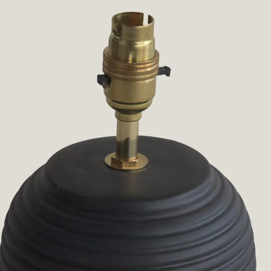 Black Ridged Small Table Lamp