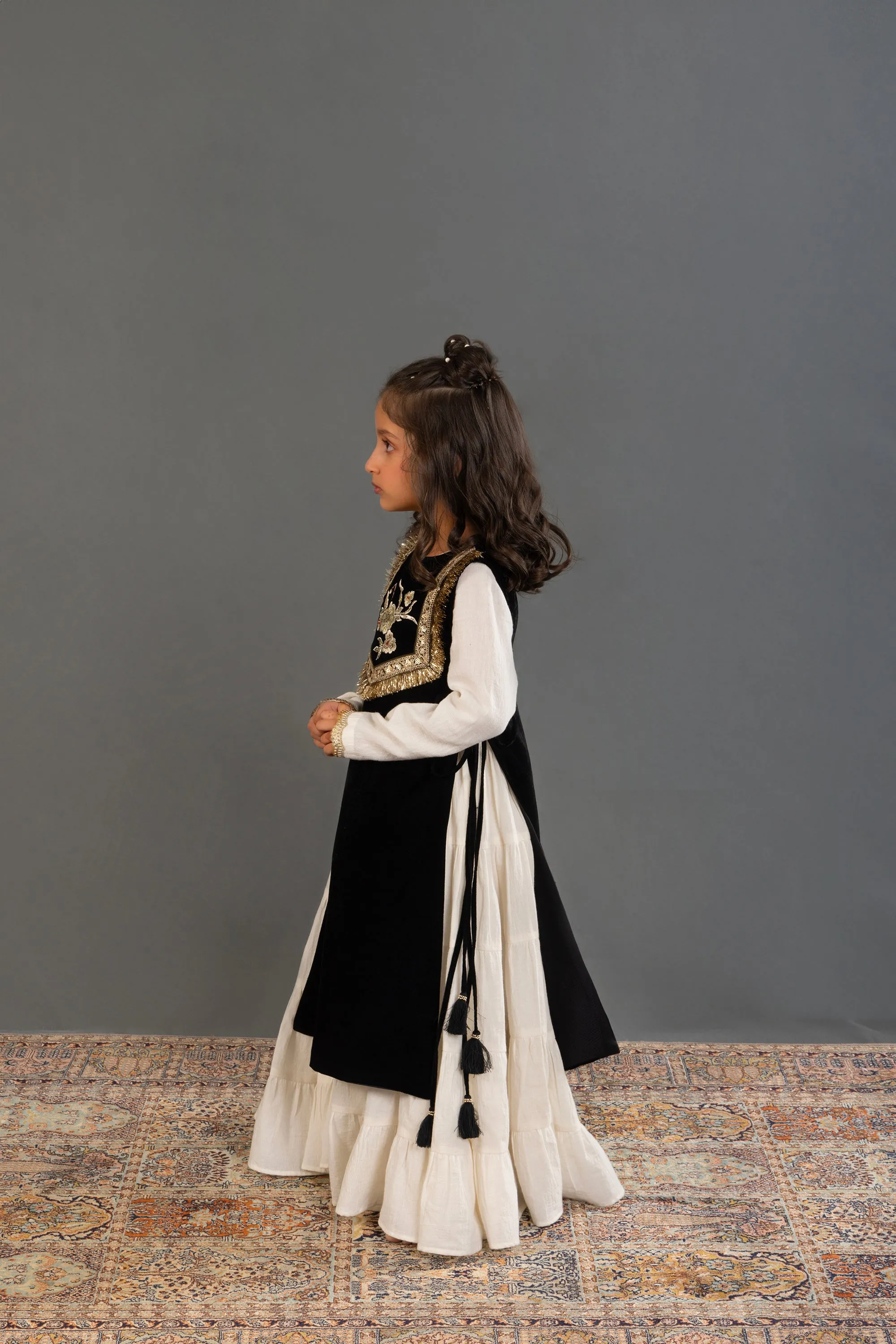 Black Velvet Gota Cape & Jalabiya Set
