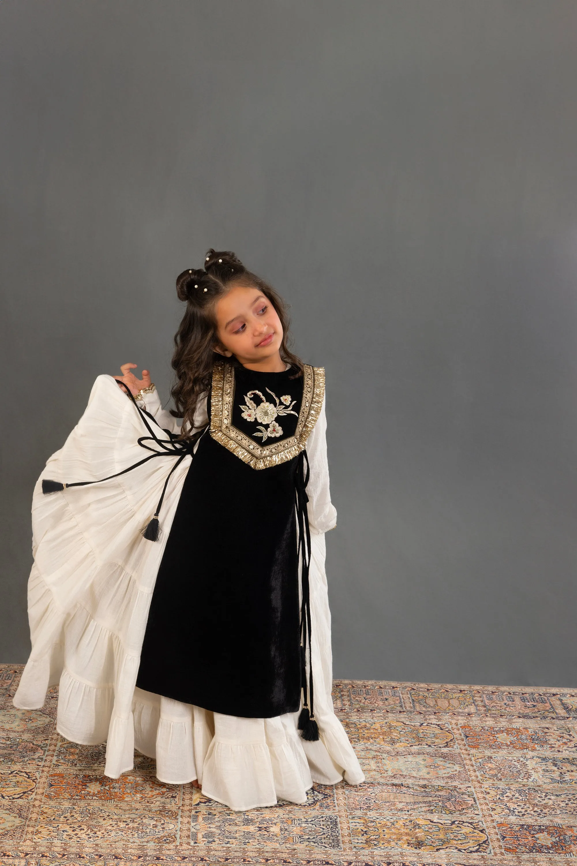 Black Velvet Gota Cape & Jalabiya Set