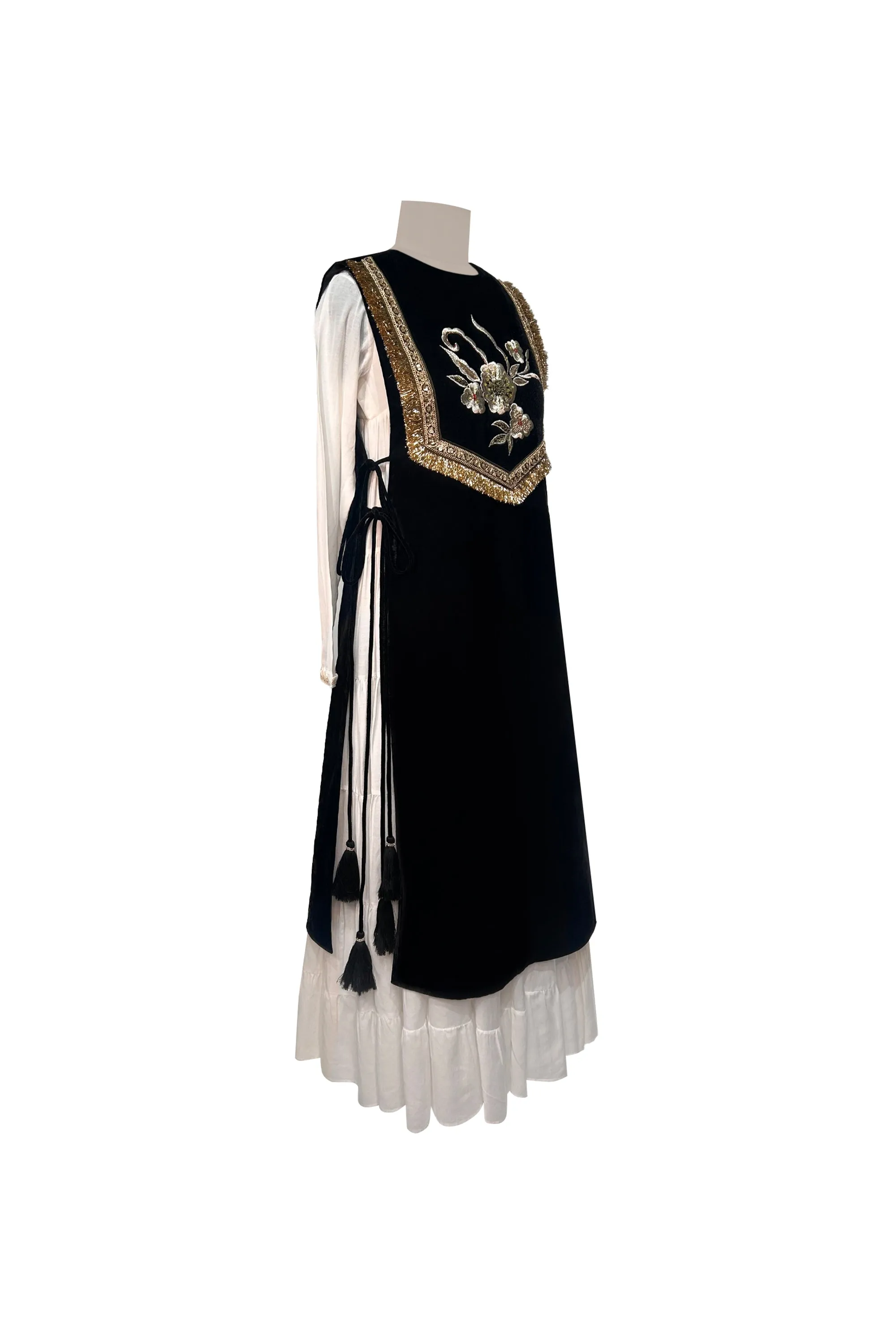Black Velvet Gota Cape For Women