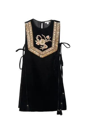 Black Velvet Gota Cape For Women