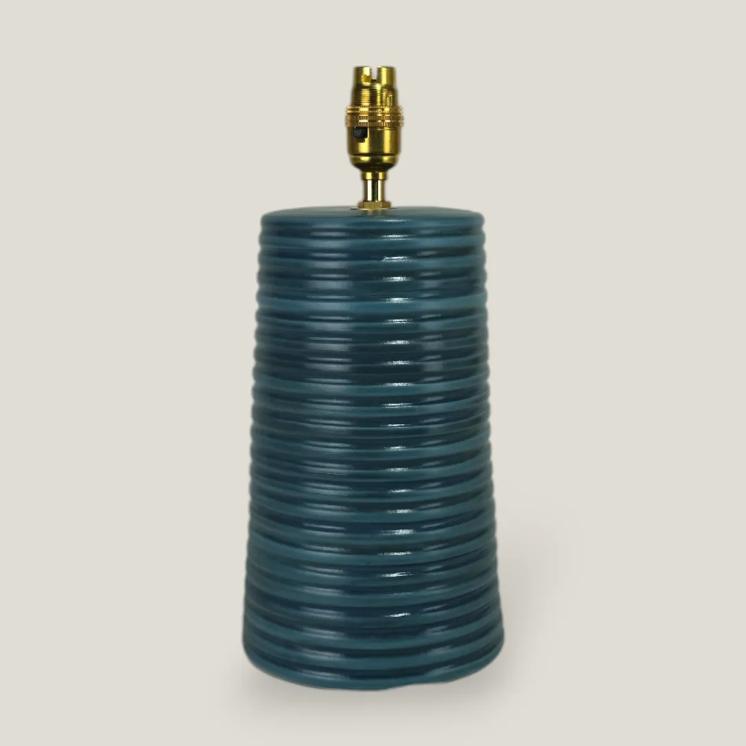 Blue Ridged Large Tapered Lamp