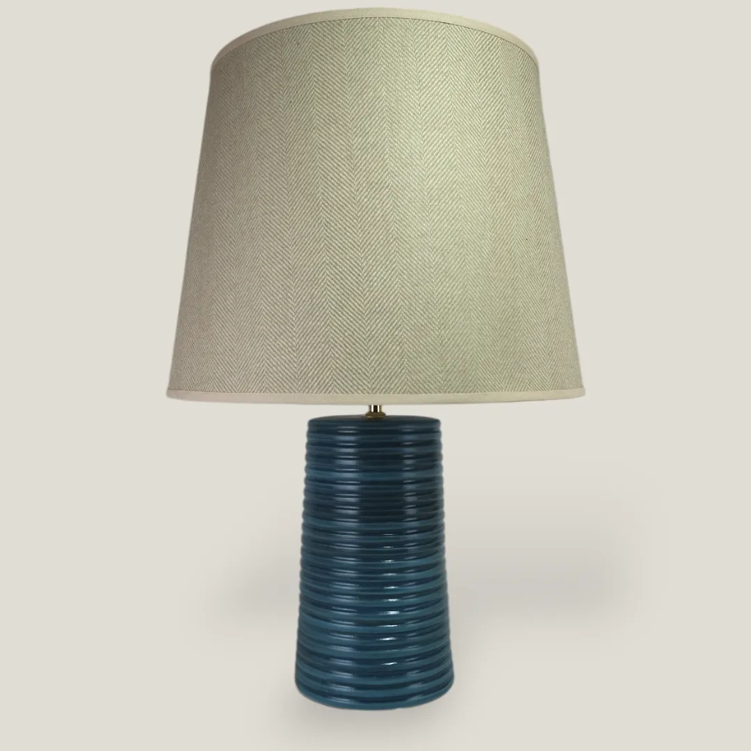 Blue Ridged Large Tapered Lamp