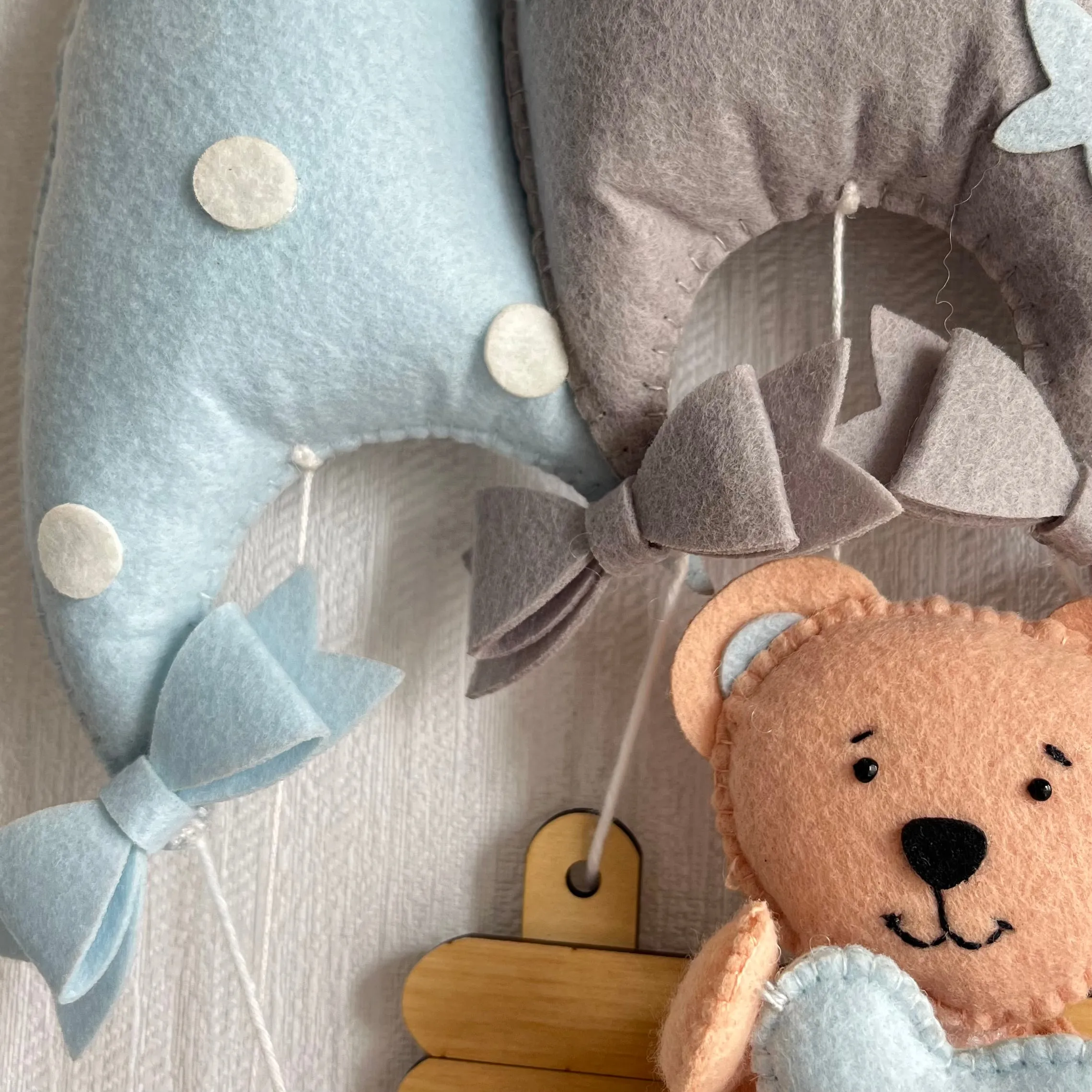 Blue Teddy On a Swing Name Hanging